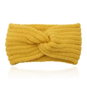 LGT JWLS Gebreide Hoofdband met Kruisknoop – Houdt Oren Warm – Geel