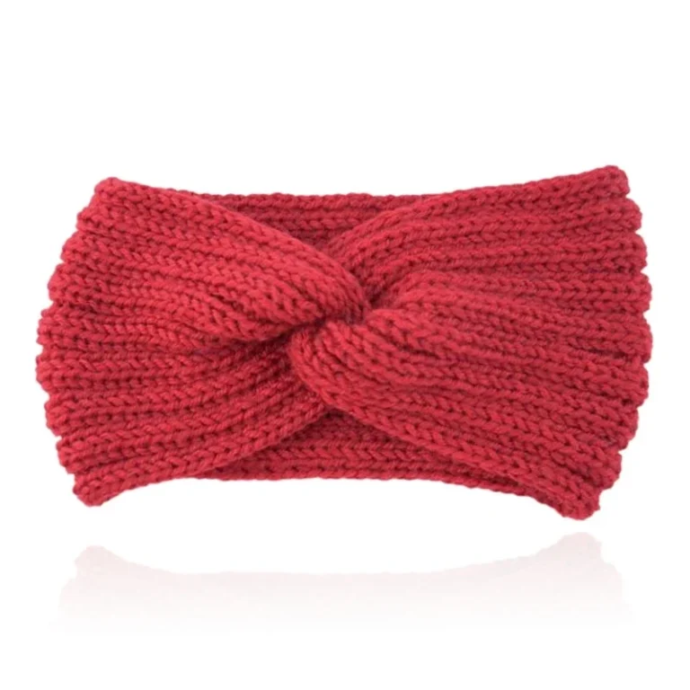 LGT JWLS Gebreide Hoofdband met Kruisknoop – Houdt Oren Warm – Rood