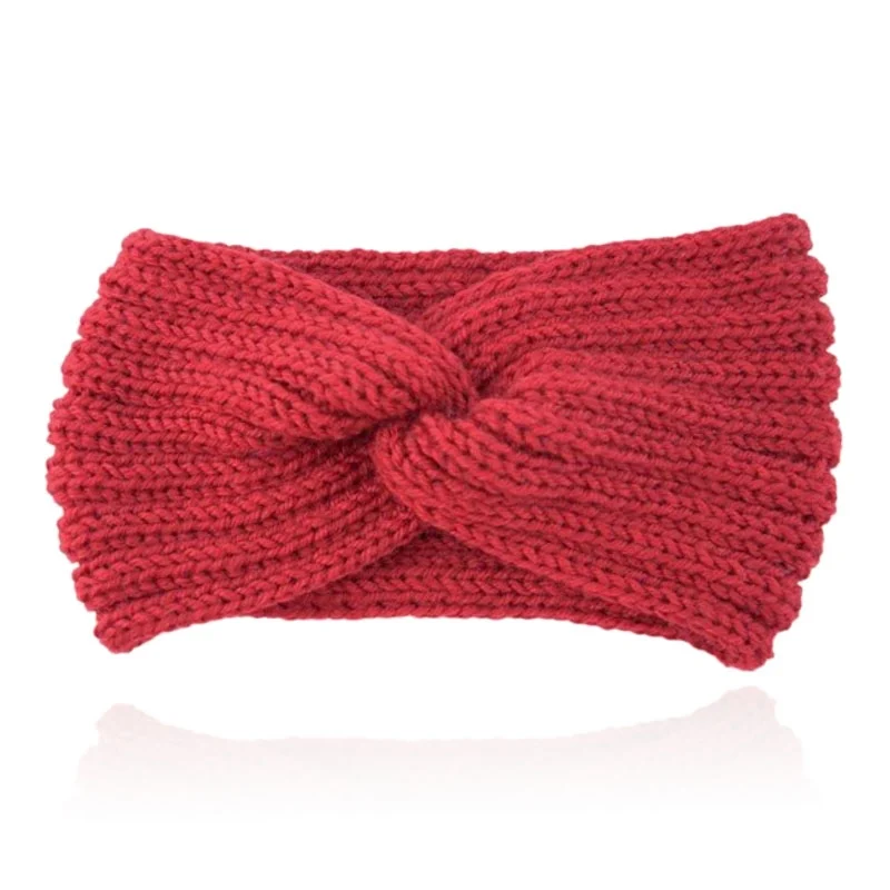 LGT JWLS Gebreide Hoofdband met Kruisknoop – Houdt Oren Warm – Rood