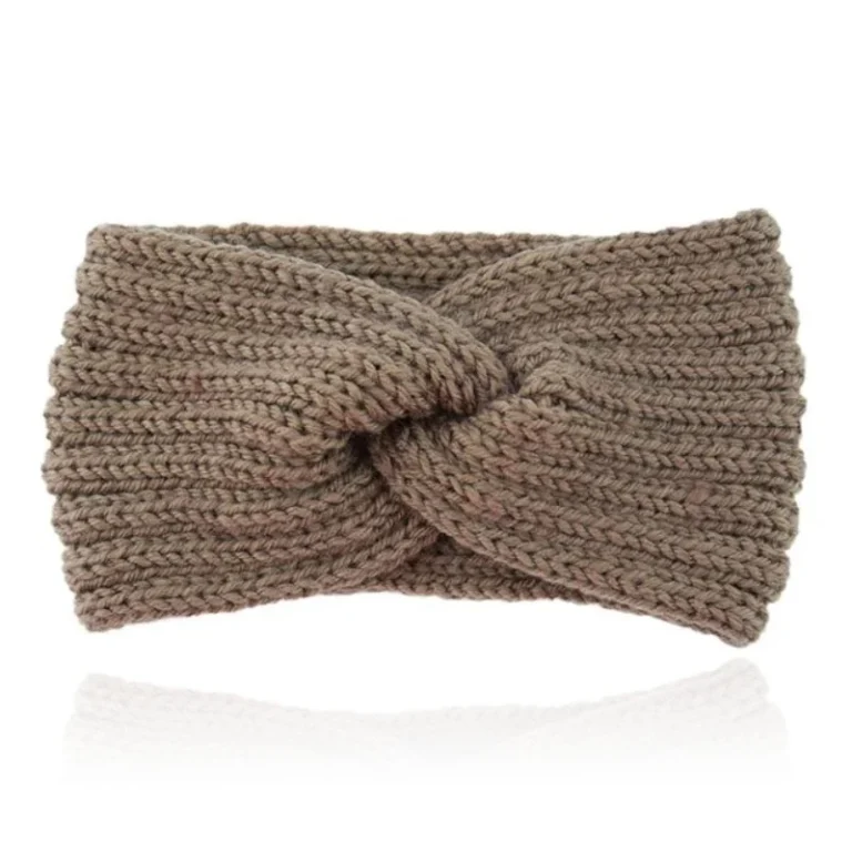 LGT JWLS Gebreide Hoofdband met Kruisknoop – Houdt Oren Warm – Taupe
