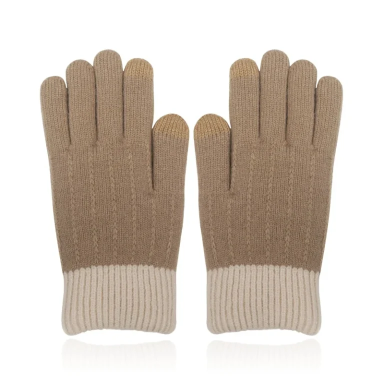 LGT JWLS Khaki Gebreide Dameshandschoenen – Extra Warme Voering