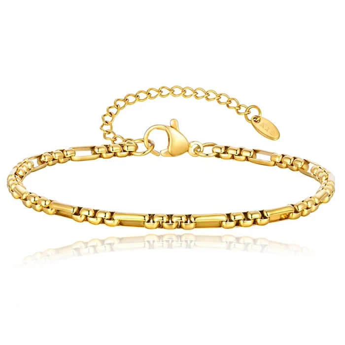 LGT JWLS Stalen Schakelarmband Minimalistisch Dames Goudkleurig