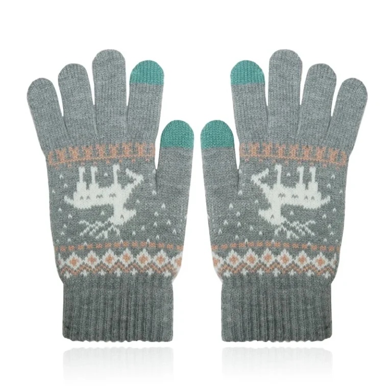 LGT JWLS Winterse Dameshandschoenen – Grijs Wit met Rendier