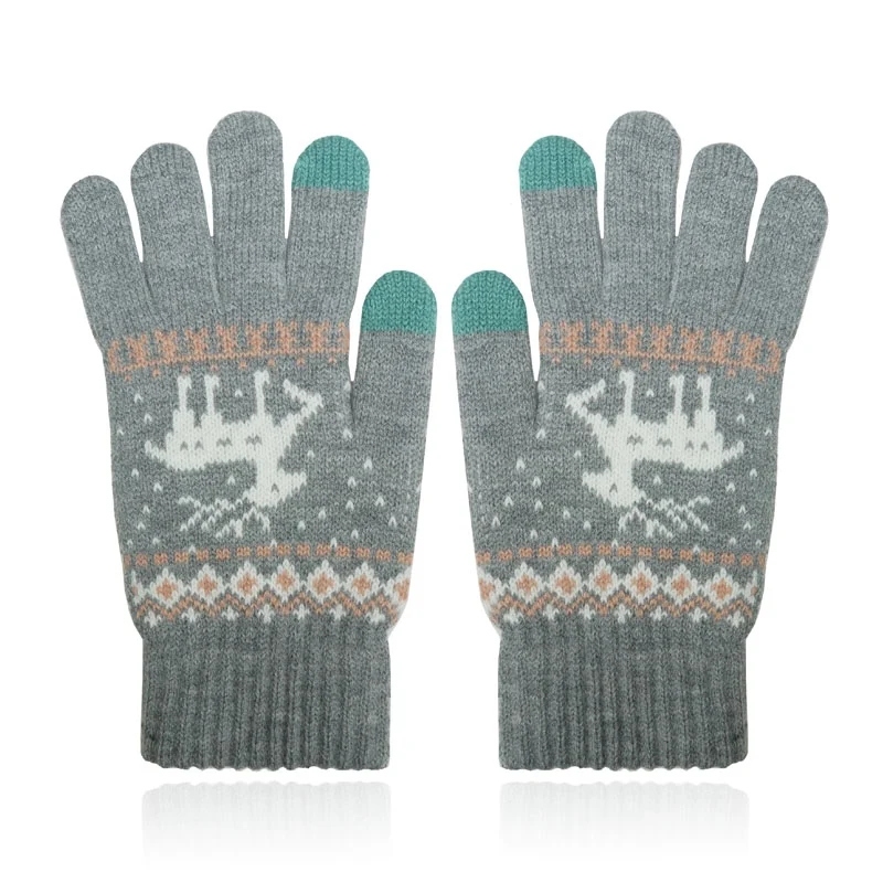 LGT JWLS Winterse Dameshandschoenen – Grijs Wit met Rendier