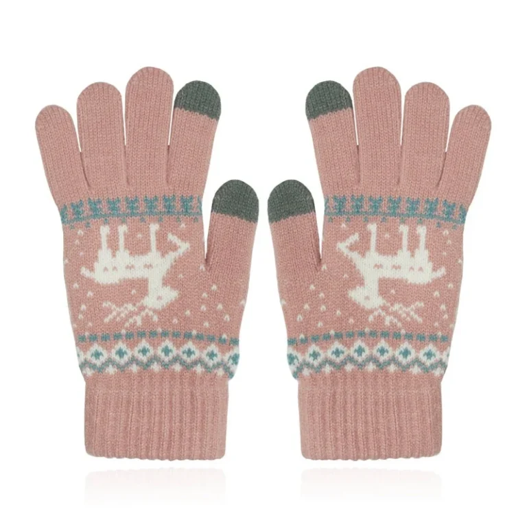 LGT JWLS Winterse Dameshandschoenen – Roze Wit met Rendier