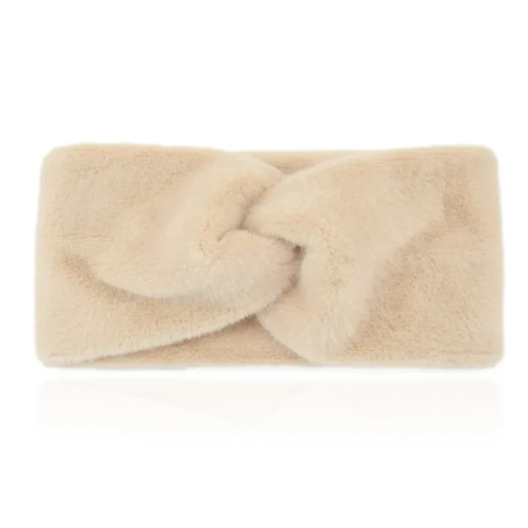 LGT JWLS Zachte Gebreide Hoofdband met Vachtachtige Look – Heerlijk Zacht – Beige