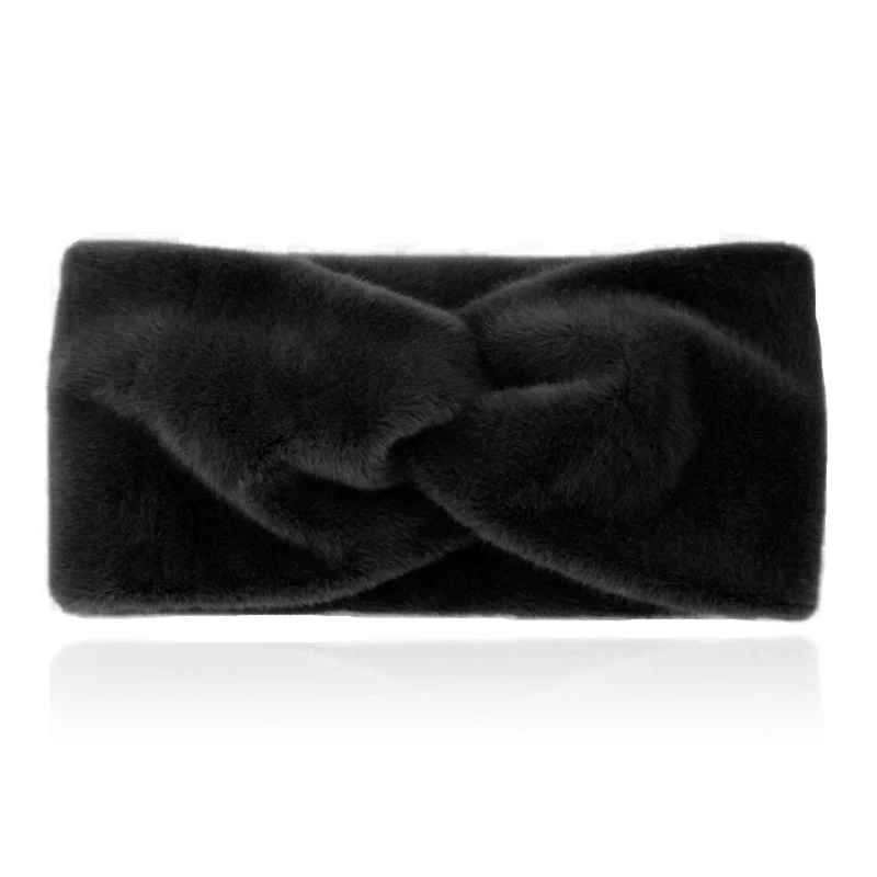 LGT JWLS Zachte Gebreide Hoofdband met Vachtachtige Look – Heerlijk Zacht – Zwart