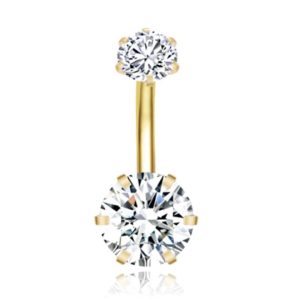 Piercing met 6-kant Zirkonia – Hexagon Goudkleurig