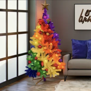 Regenboog kerstboom 150 cm – PVC – met metalen basis