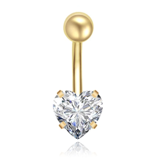Stalen Piercing voor Navel – Heart Goudkleurig