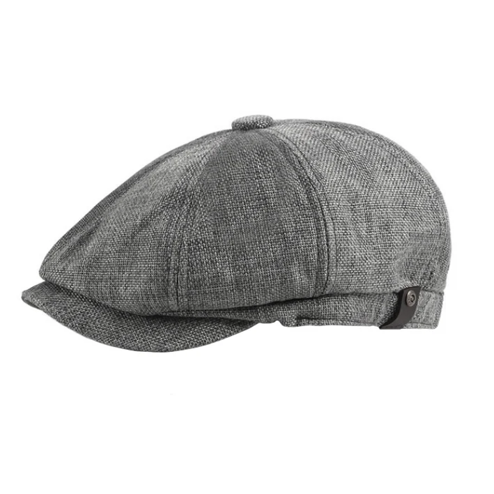 Vintage Stijl Donkergrijze Katoenen Baret voor Heren