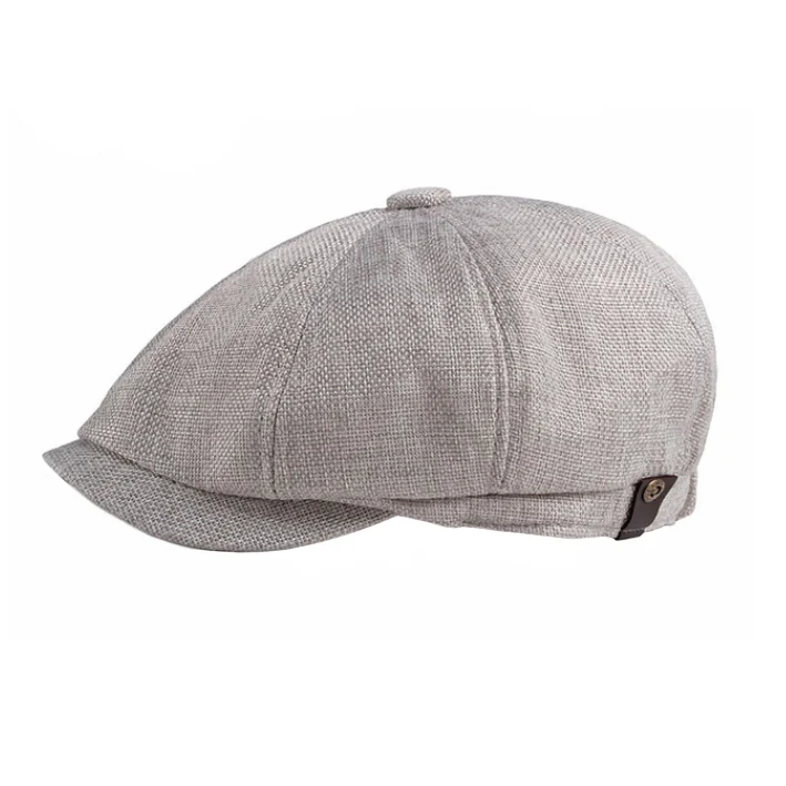 Vintage Stijl Lichtgrijze Katoenen Baret voor Heren