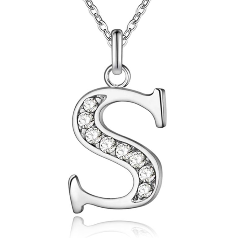 Zilverkleurige Letter S Dames Ketting met Zirkonia